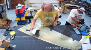 RA: Cleaning Right Rudder Skin Before Attaching Stiffeners