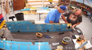 EA: Page 9-14 Step 1 & 2. Rivet Gussett To Root Rib, Aft Flange Of Root Rib To E-1007 Rear Spar